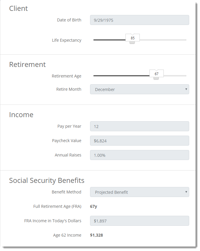 Social Security Planning Input