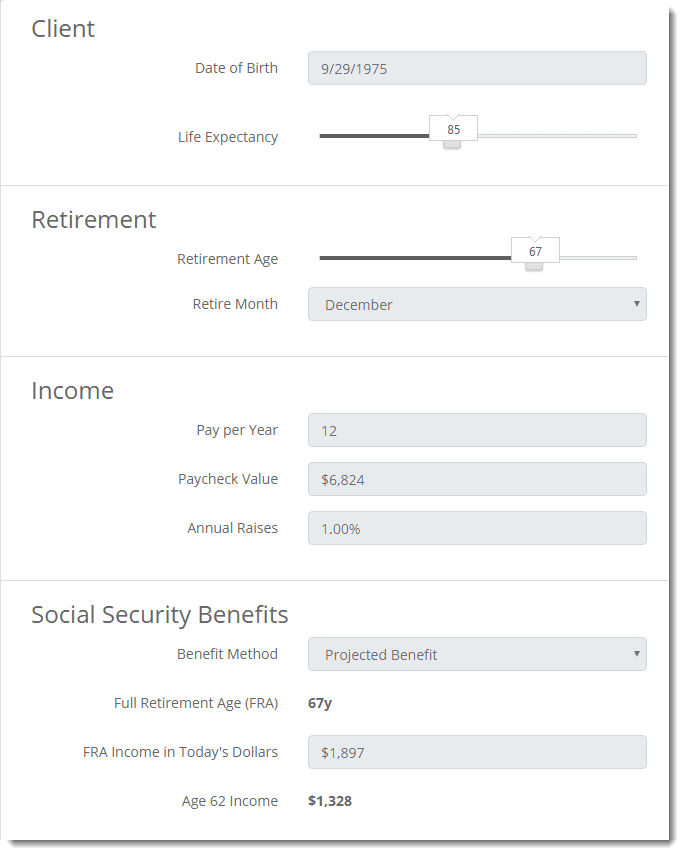 Social Security Planning Input